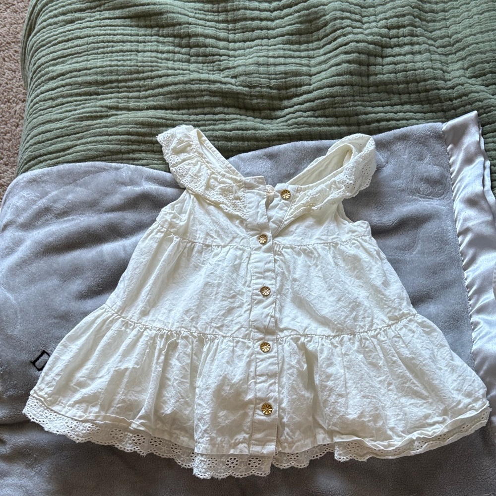 White Lace Button-Up Dress